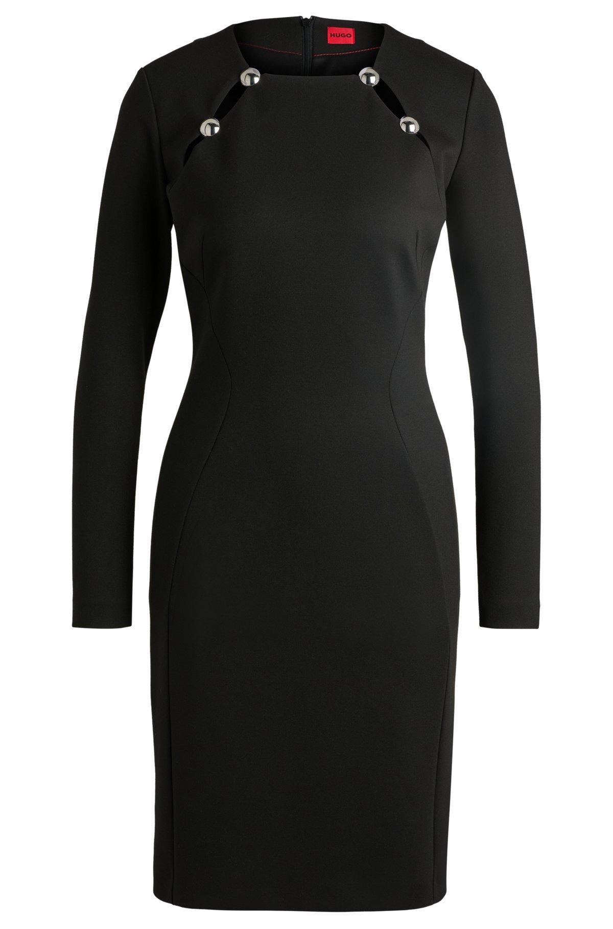 Bodycon dress with cut-out details and silver trimmings Product Image