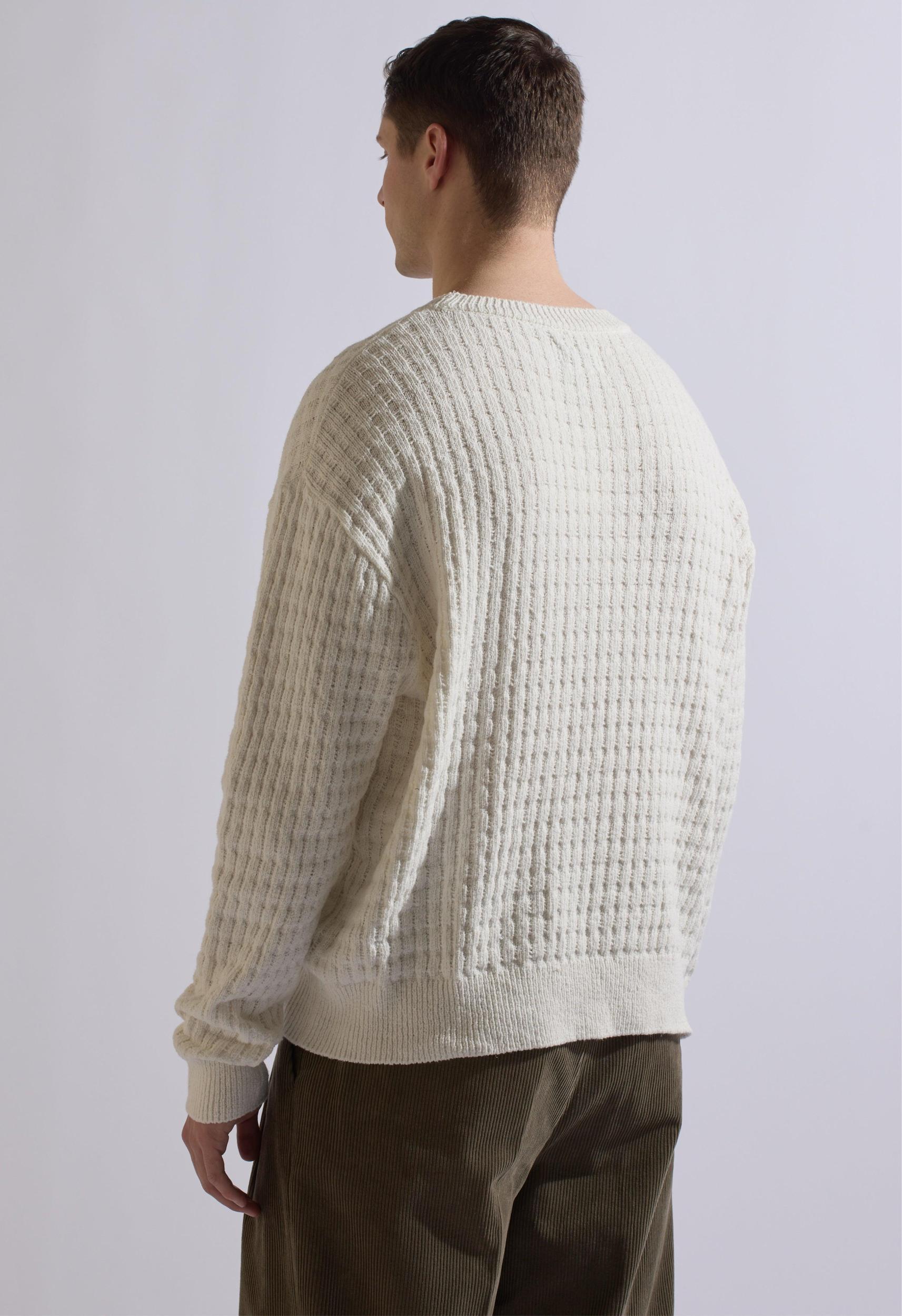 Merino Cable Knit Crew in White Product Image