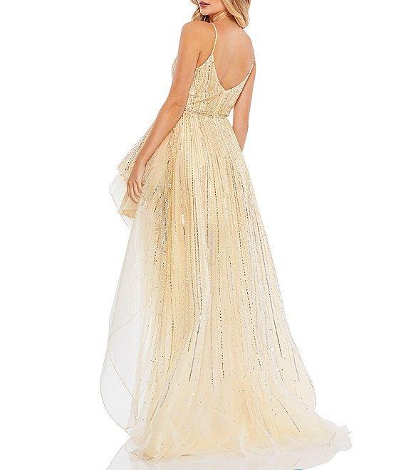 Mac Duggal Sweetheart Sequined Embellished Asymmetrical Hi Low Hem Tulle Gown Product Image