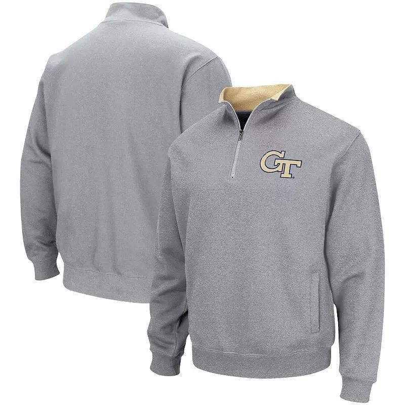 Men's Colosseum Heathered Gray GA Tech Yellow Jackets Tortugas Team Logo Quarter-Zip Jacket,  Product Image