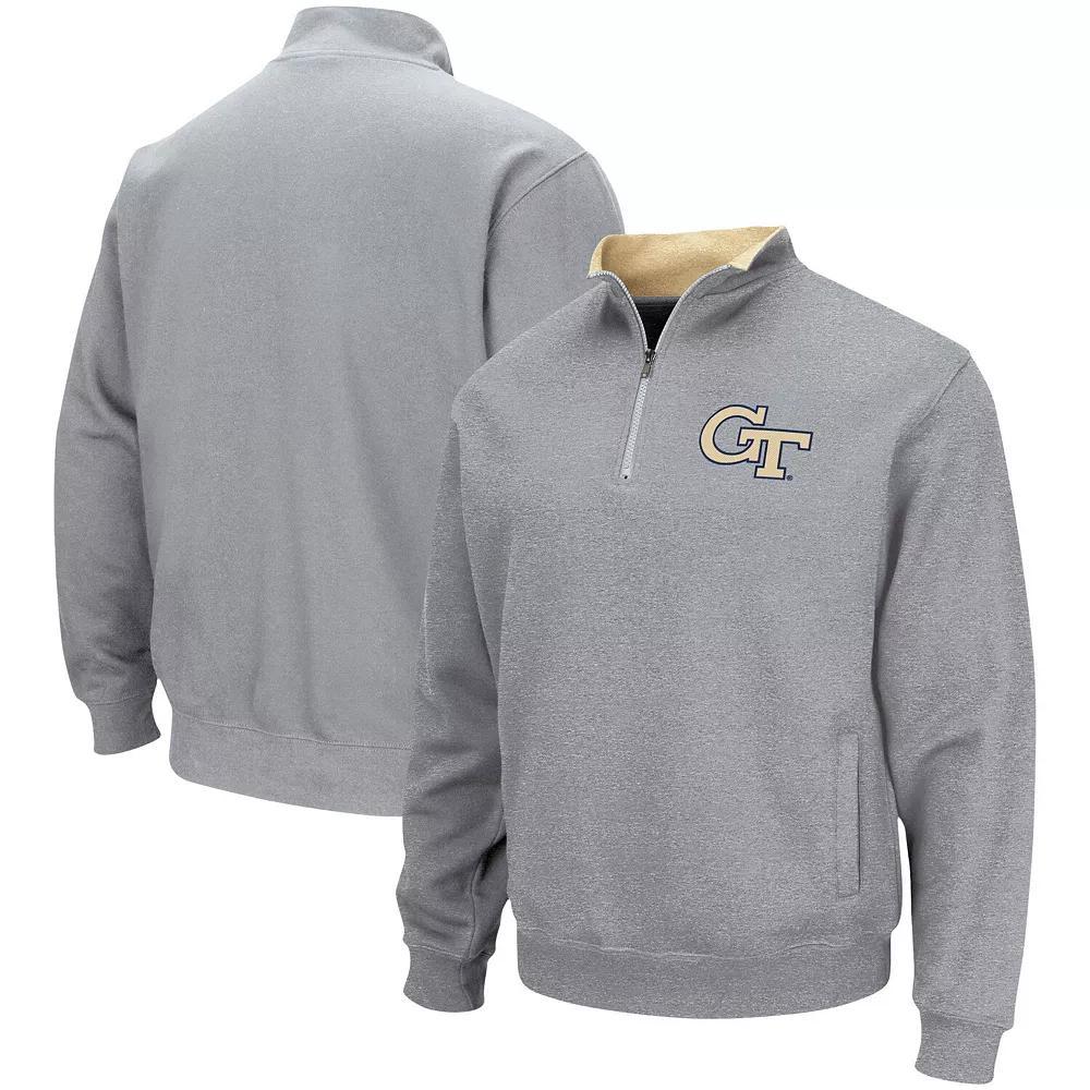Men's Colosseum Heathered Gray GA Tech Yellow Jackets Tortugas Team Logo Quarter-Zip Jacket,  Product Image
