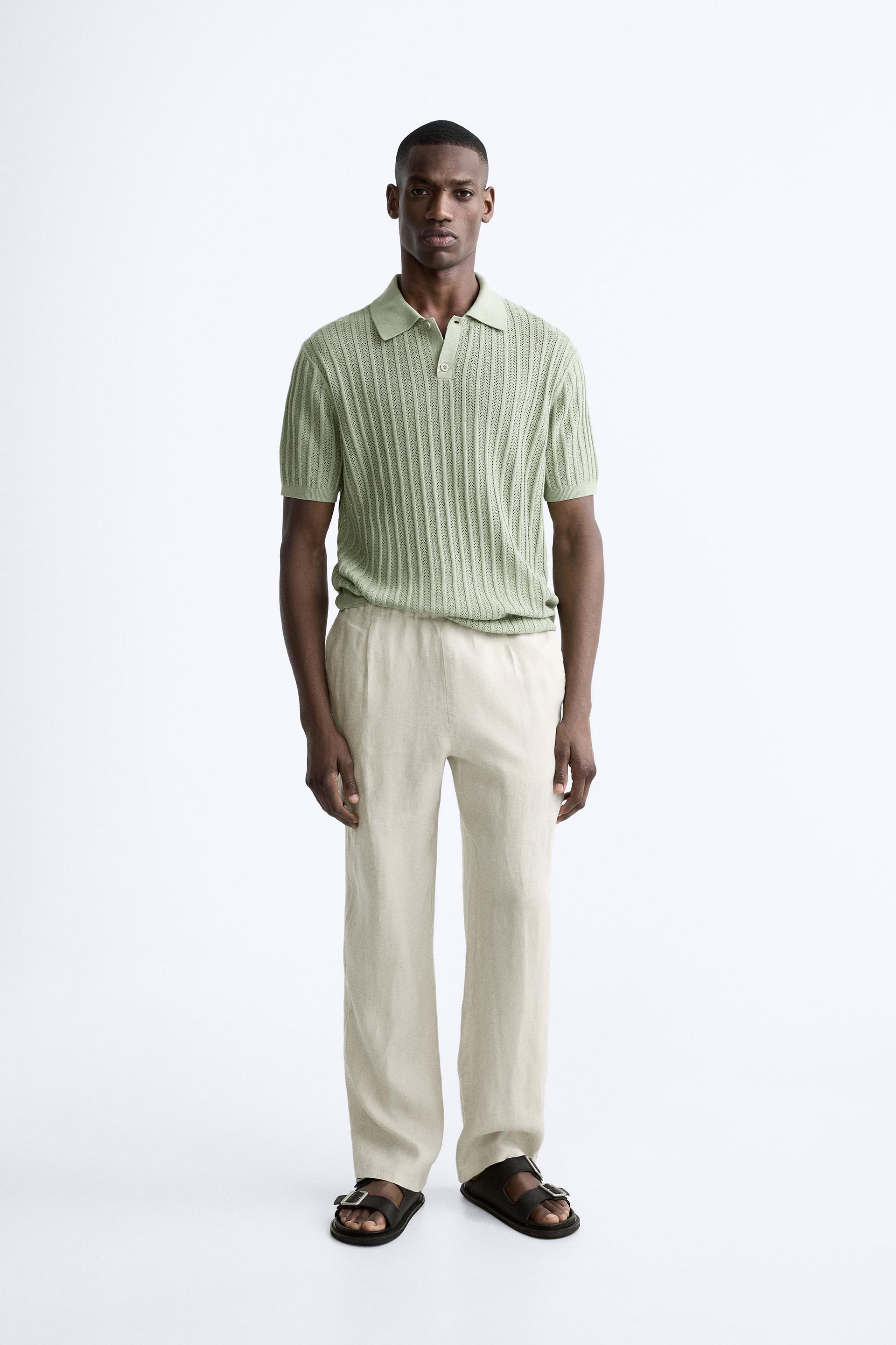 COTTON - LINEN BLEND KNIT POLO Product Image