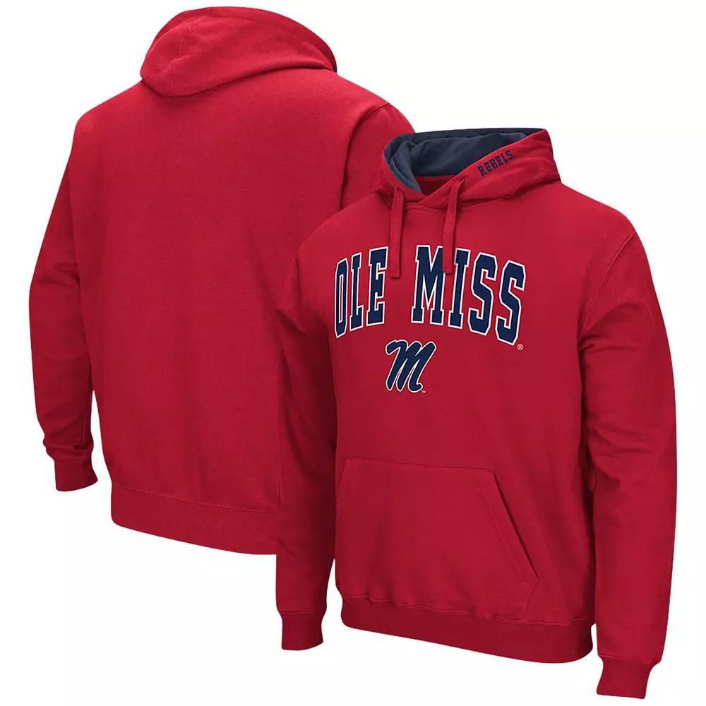 Men's Colosseum Red Ole Miss Rebels Arch & Logo 3.0 Pullover Hoodie,  Product Image