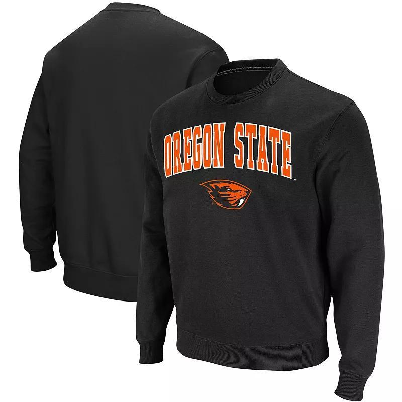 Men's Colosseum Black Oregon State Beavers Arch & Logo Tackle Twill Pullover Sweatshirt,  Product Image