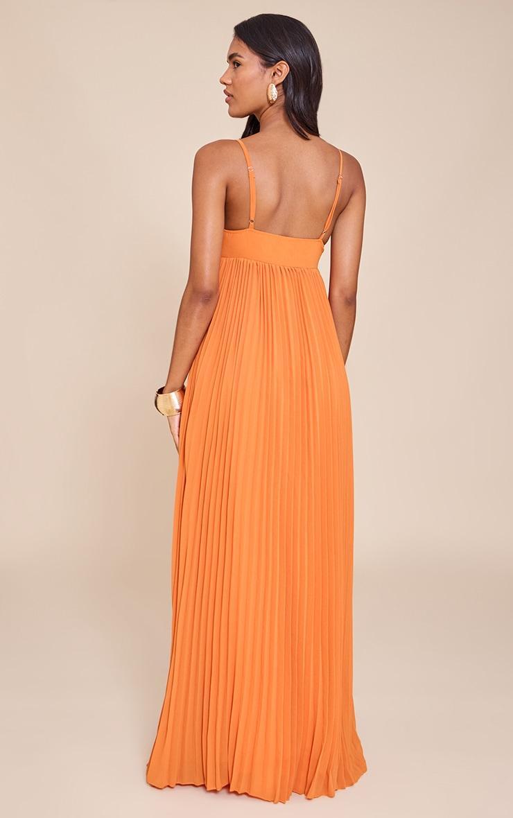  Orange Plisse Maxi Dress Product Image