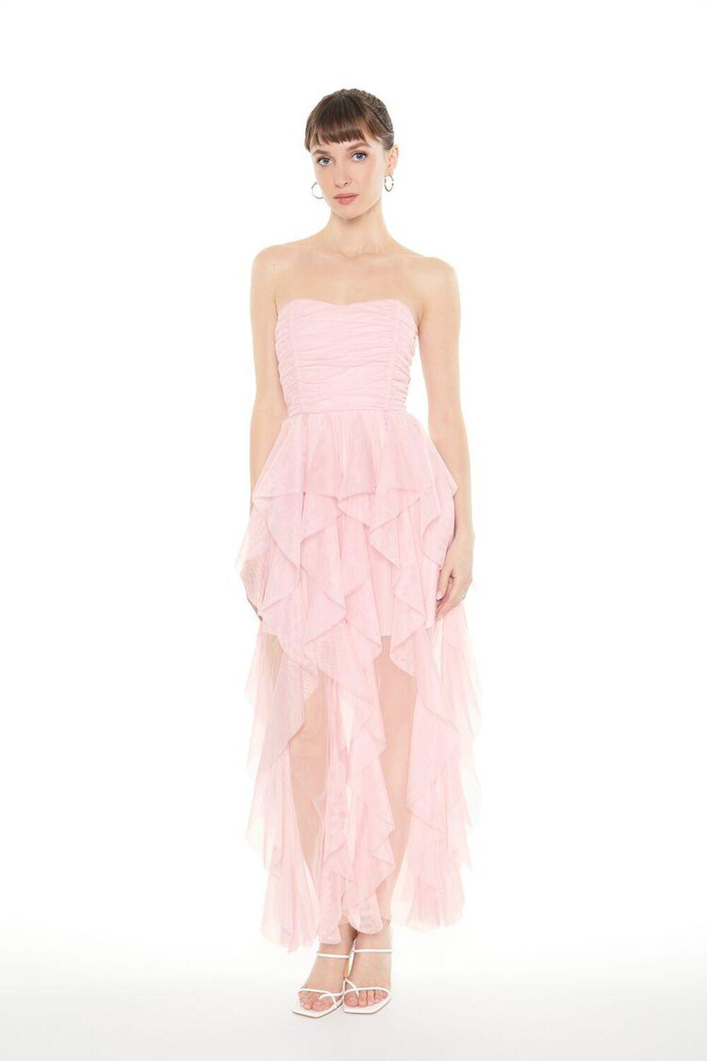 Strapless Mesh Ruffle Midi Dress | Forever 21 Product Image