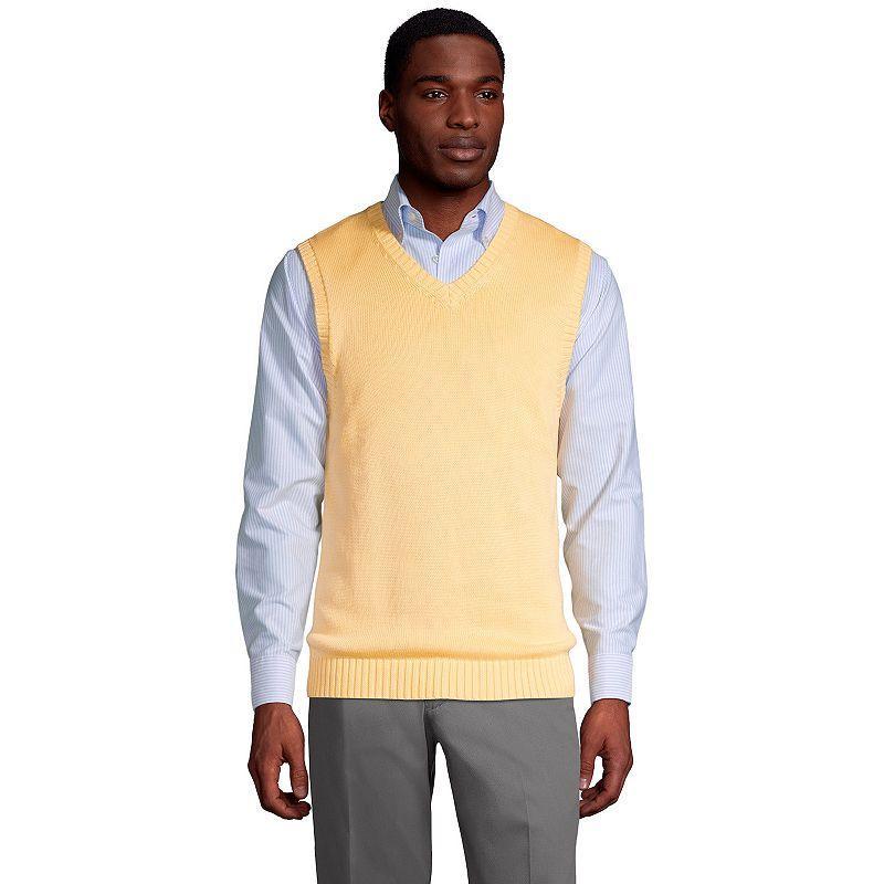 Mens Lands End Cotton Modal Sweater Vest Yellow Product Image