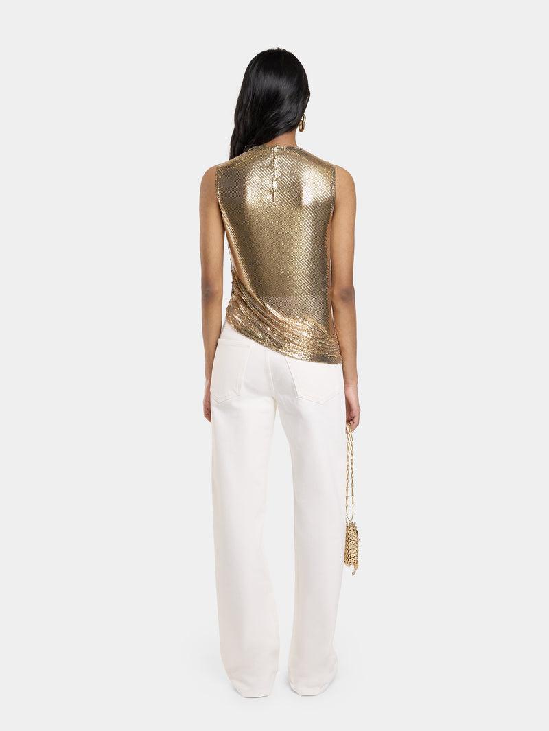 ASYMETRICAL DRAPED TOP IN MESH Product Image