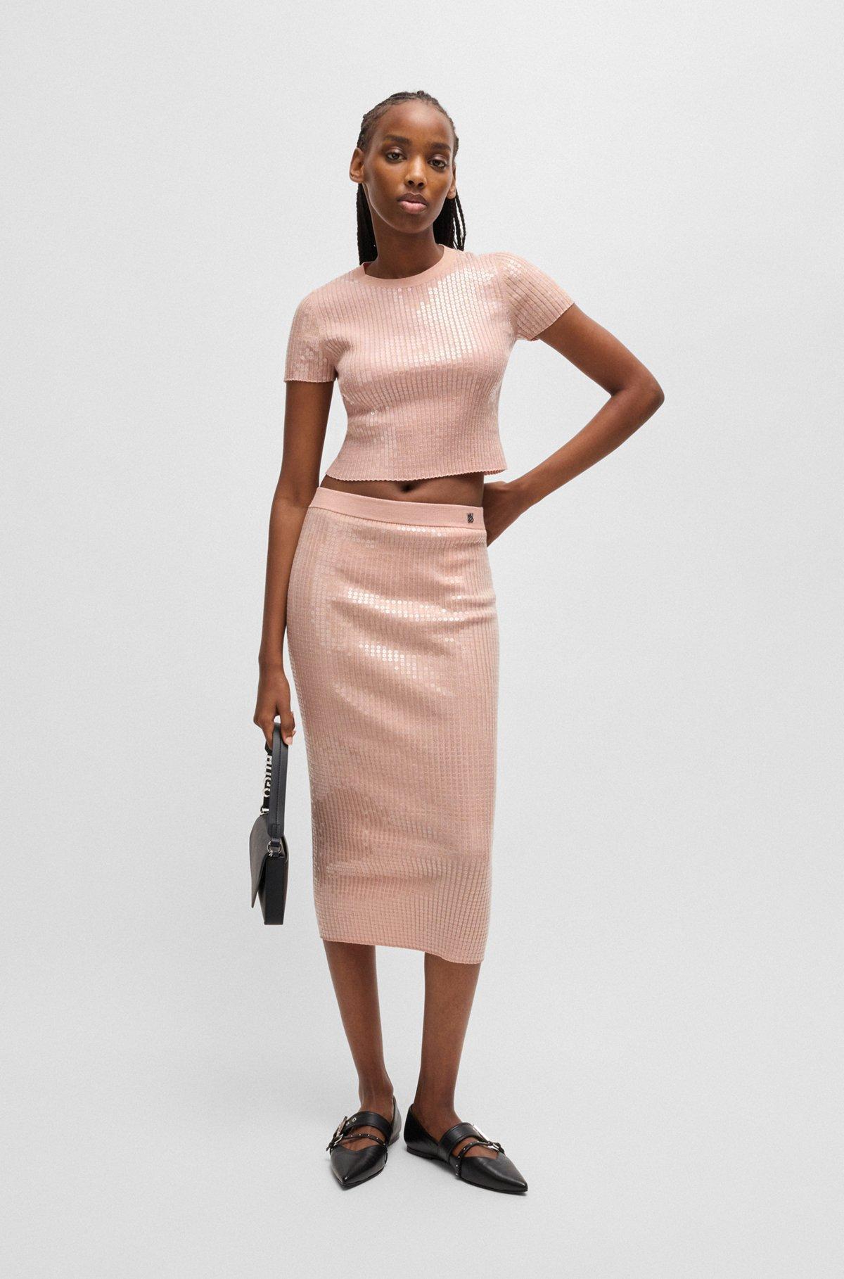 Ribbed sweater with transparent sequins in slim fit Product Image