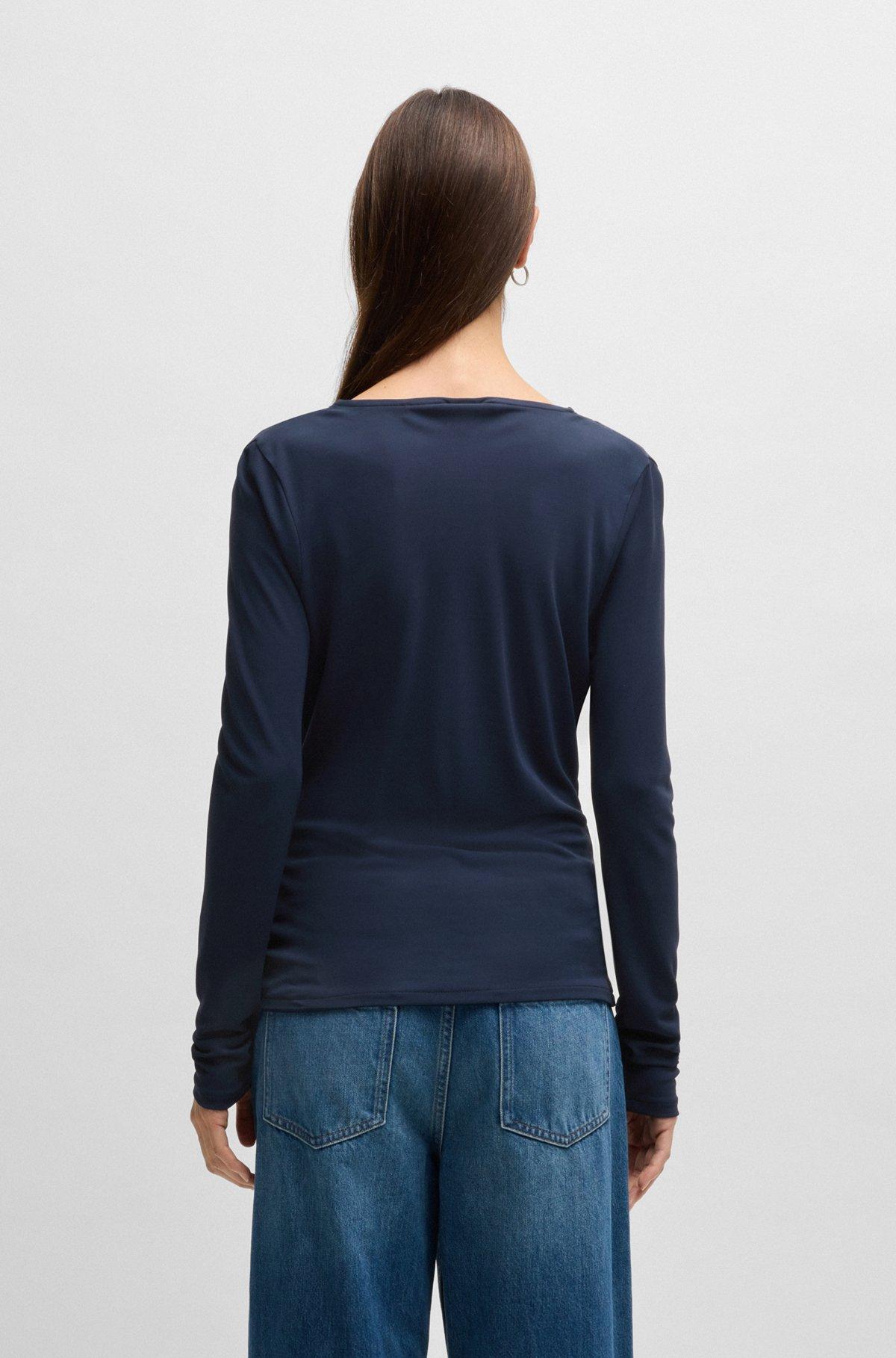 Long-sleeved top in stretch crepe with cowl neckline Product Image