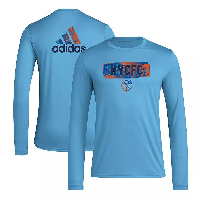 Men's adidas Sky Blue New York City FC Local Pop AEROREADY Long Sleeve T-Shirt, Size: 2XL, Light Product Image