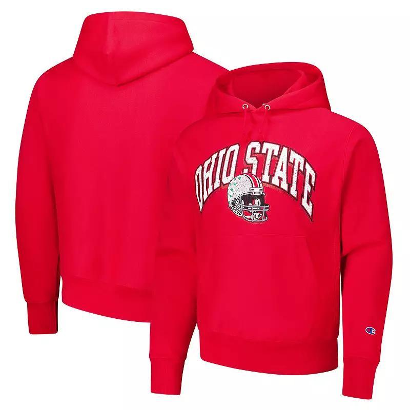 Men's Champion Scarlet Ohio State Buckeyes Vault Late Night Reverse Weave Pullover Hoodie,  Product Image