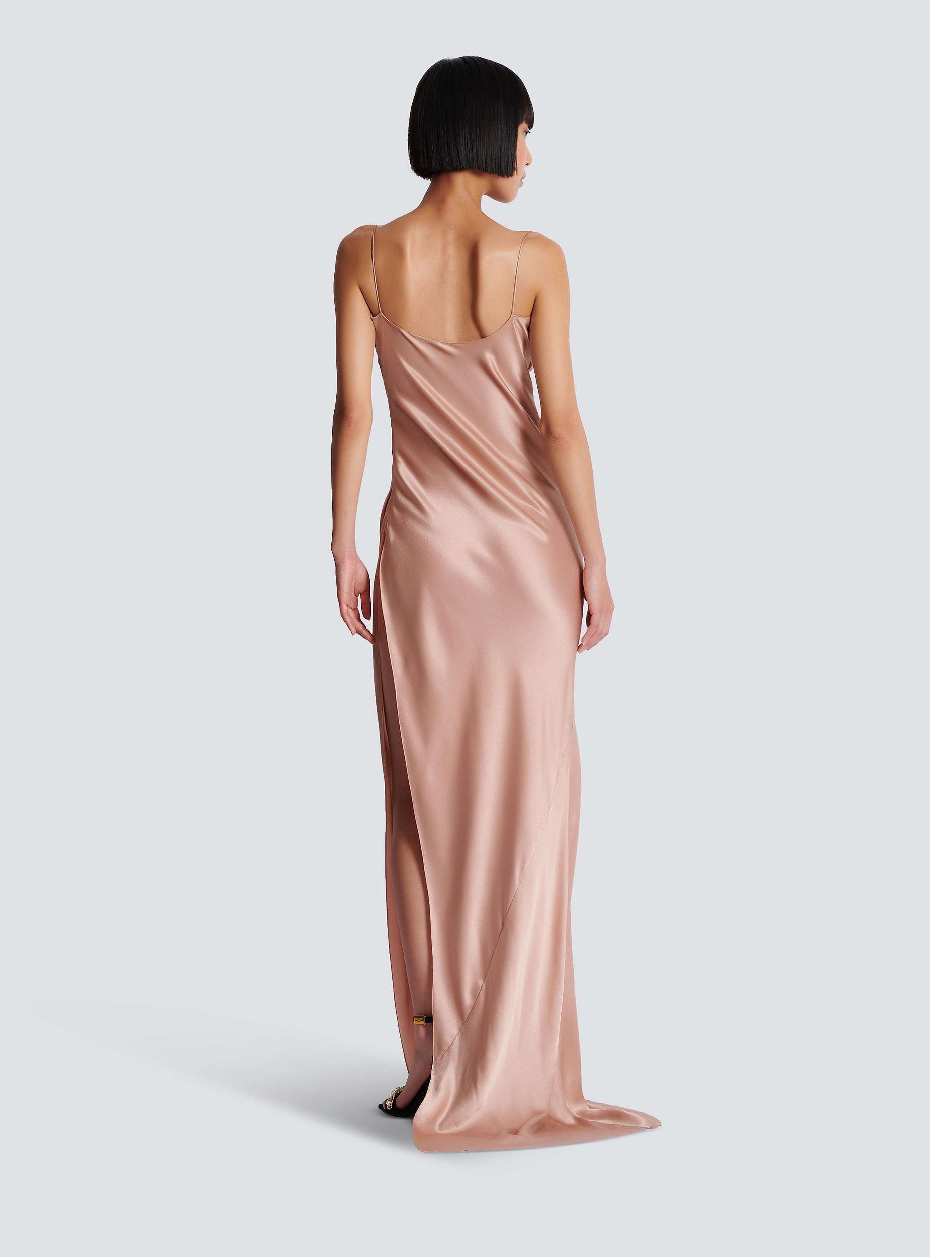 Draped satin slit dress Product Image