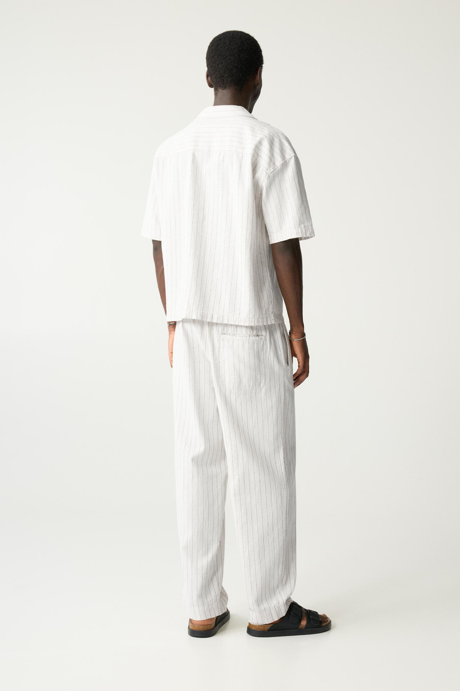 Striped linen blend shirt Product Image