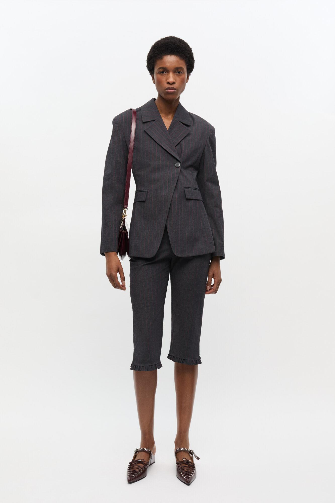 Black Pinstripe Blazer Product Image