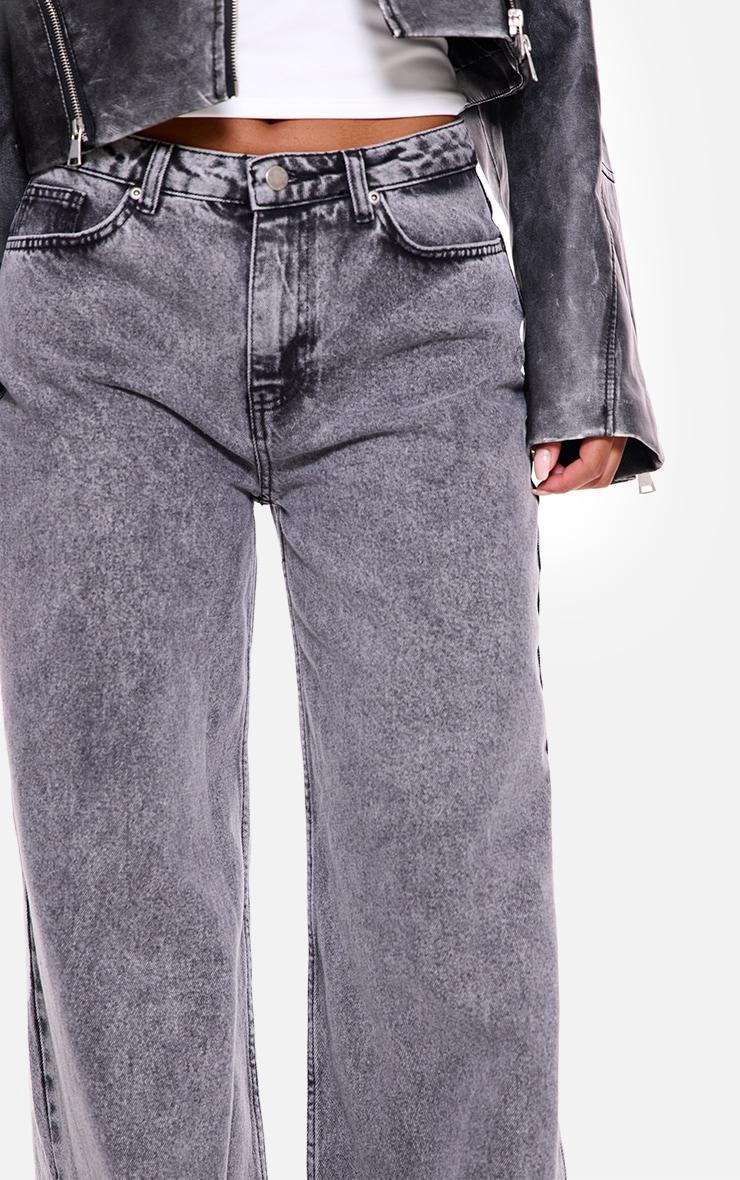 Washed Grey Baggy Long Leg Extreme Wide Leg Jeans Product Image