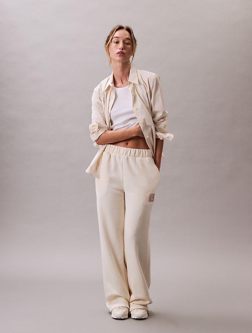 Fleece Logo Patch Wide Leg Pants Product Image
