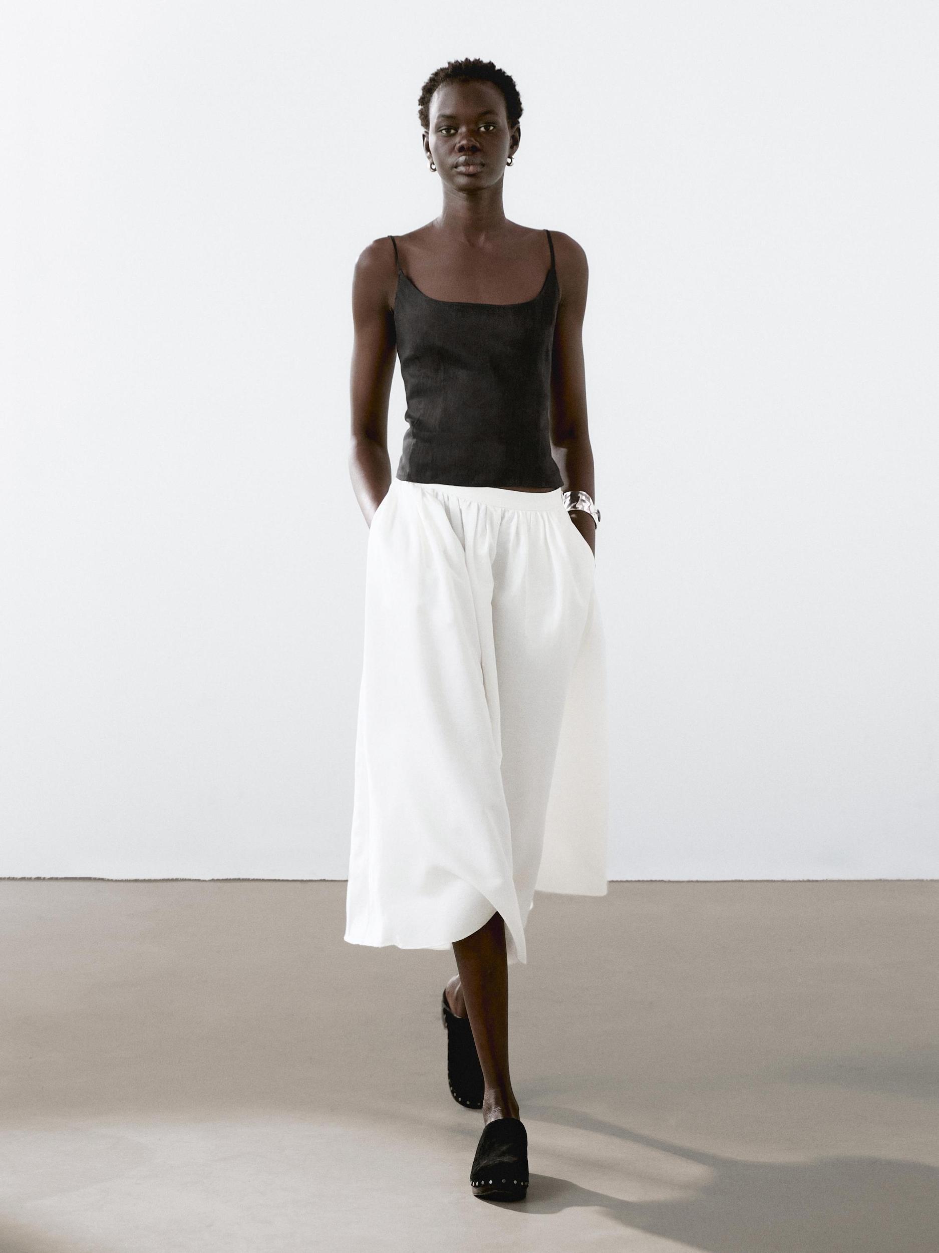 Linen blend strappy top Product Image