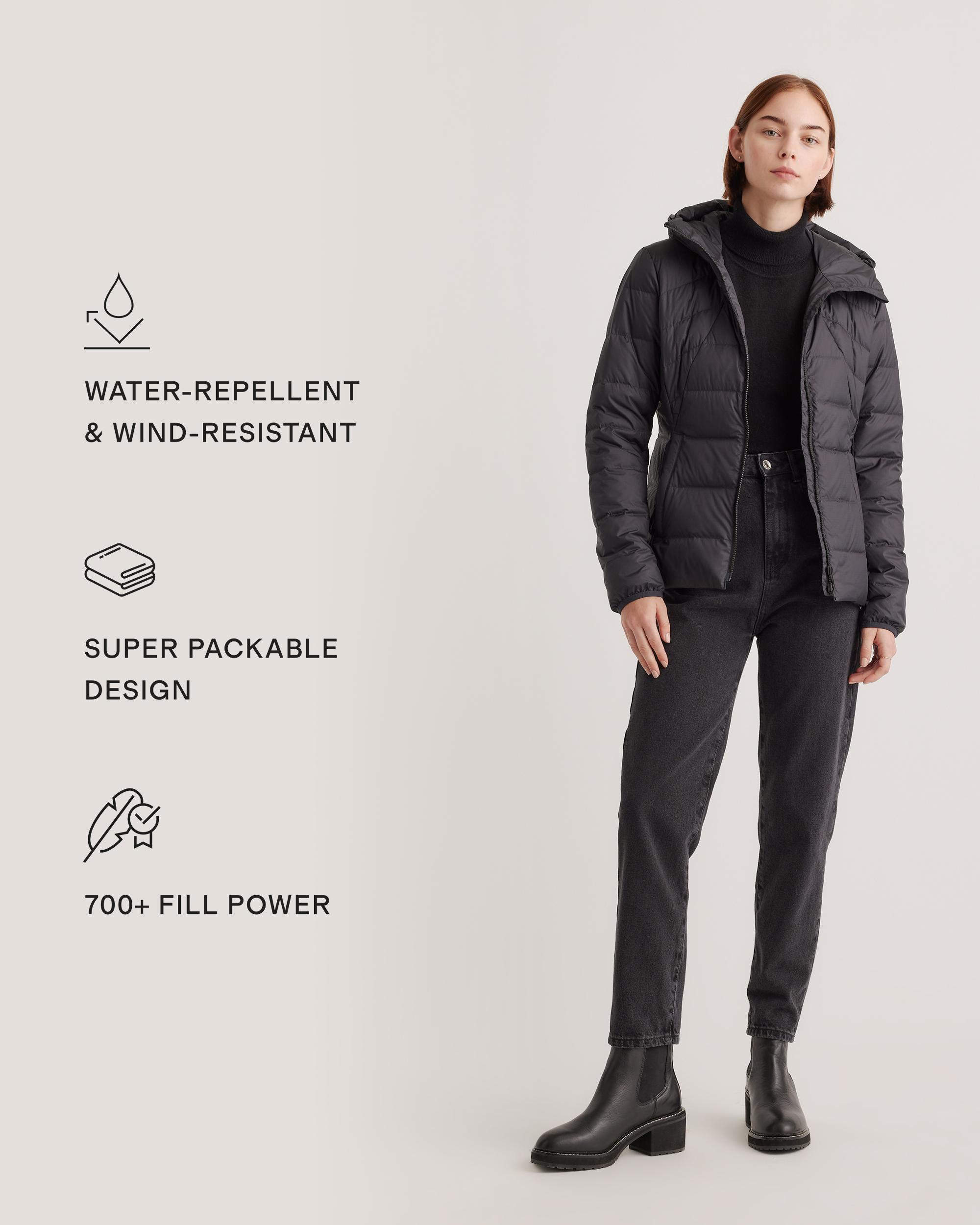 Quince | Women's Lightweight Down Packable Puffer Hooded Jacket Recycled Polyester Product Image