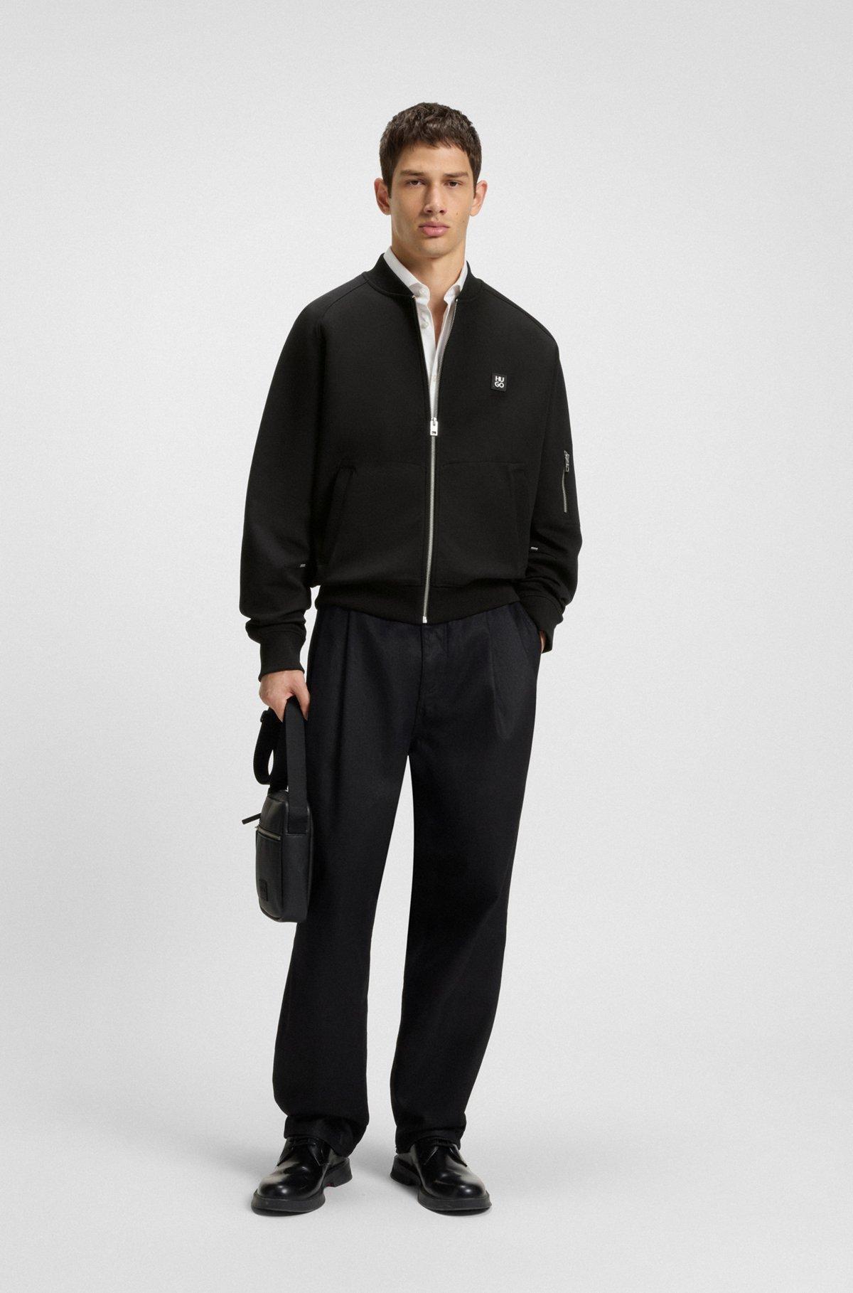 HUGO - Oversize-fit bomber jacket in jersey - Black Product Image