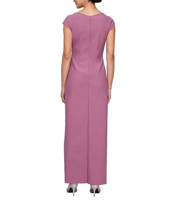 Alex Evenings V-Neck Cap Sleeve Tulip Overlay Dress Product Image