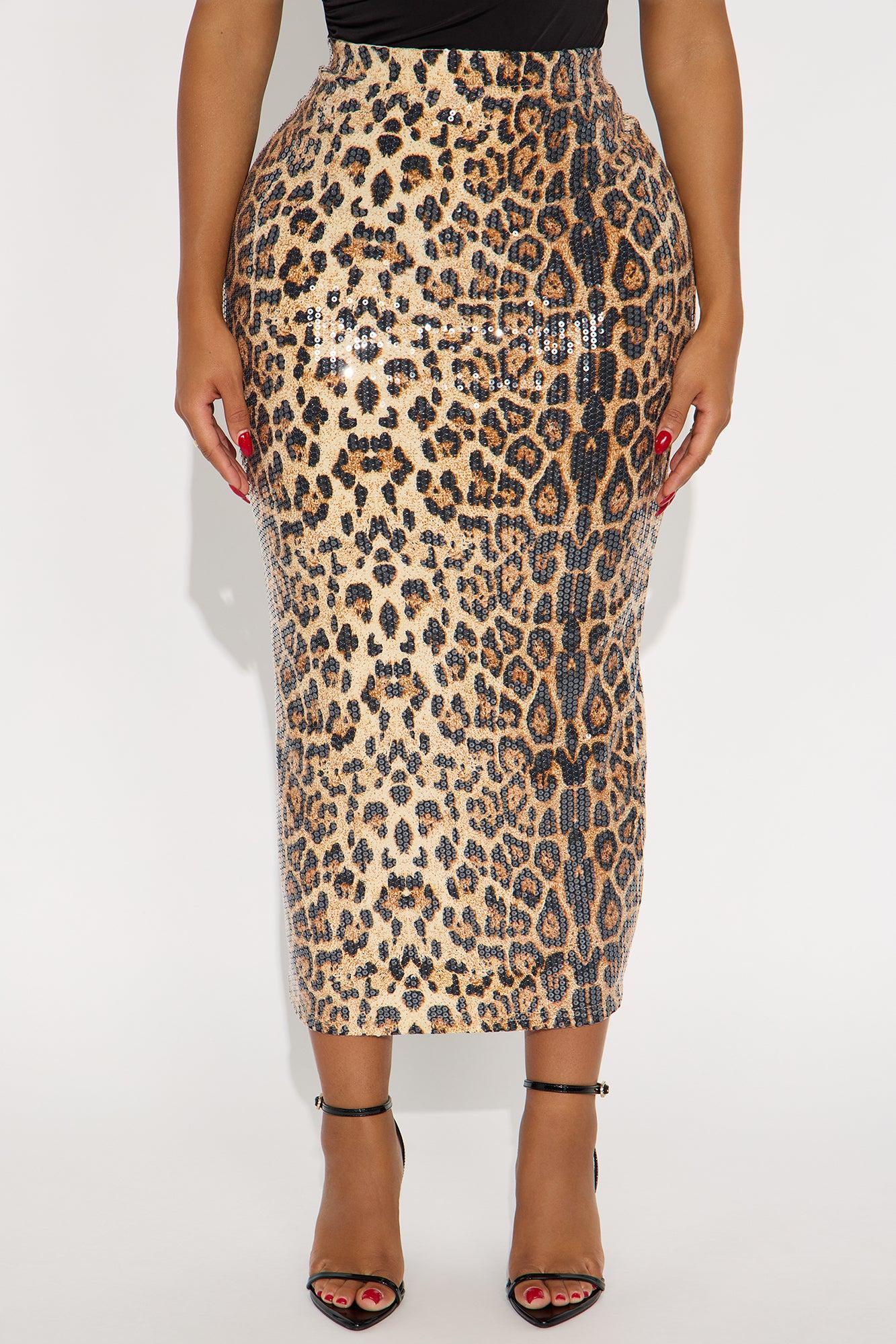 Making A Statement Sequin Leopard Maxi Skirt - Leopard Female Product Image