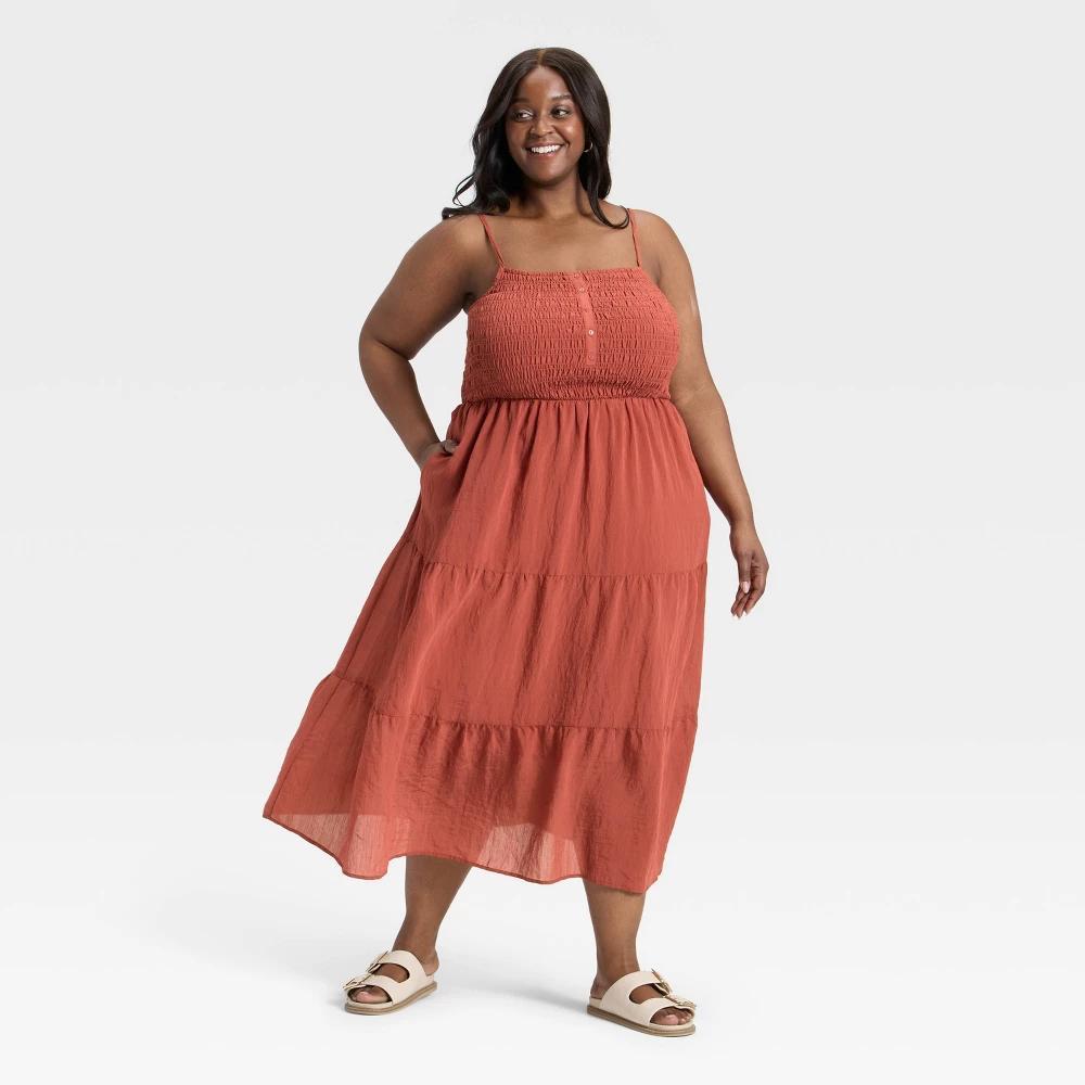 Women's Button-Front Smocked Maxi Sundress - Universal Thread™ White XXL Product Image