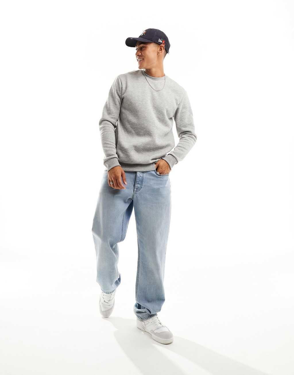Only & Sons crewneck sweatshirt in gray Product Image
