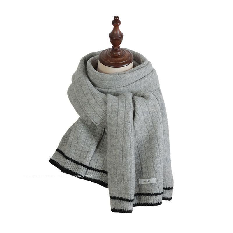 Striped Ribbed Knit Scarf Product Image