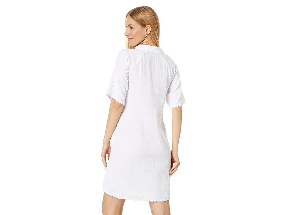 Mod-o-doc Double Layer Gauze Half Raglan Sleeve Henley Dress Women's Clothing Product Image