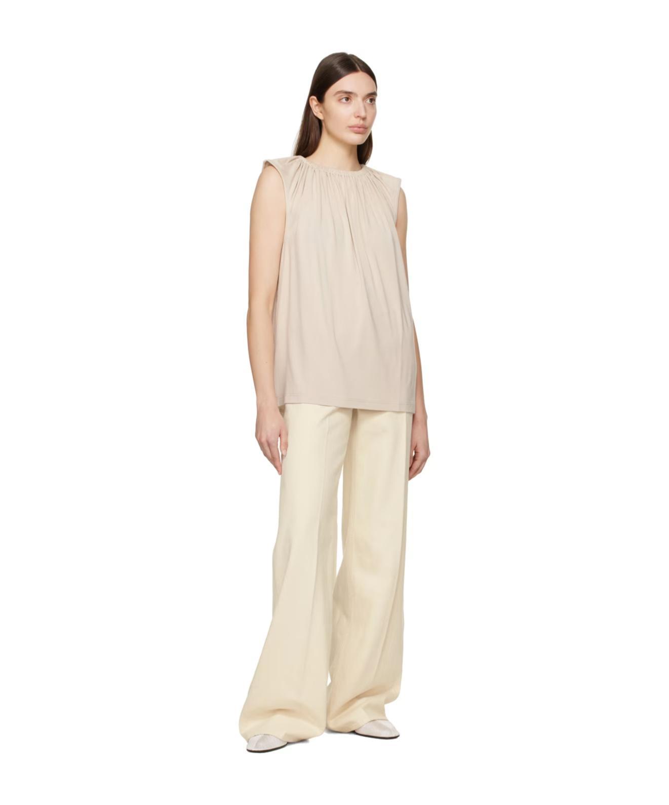 TOTÊME Ruched Elasticated Sleeveless Blouse In Nude Product Image