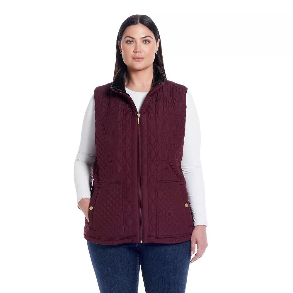 Plus Size Weathercast Multi-Quilted Plush Lined Vest, Women's, Size: 2XL, Brown Product Image