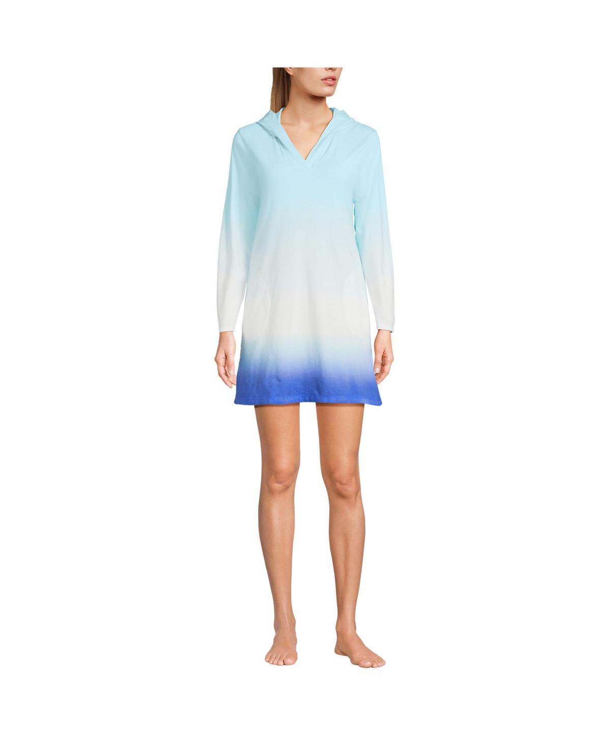 Womens Lands End Cotton Jersey Hooded Cover-up Dress Product Image