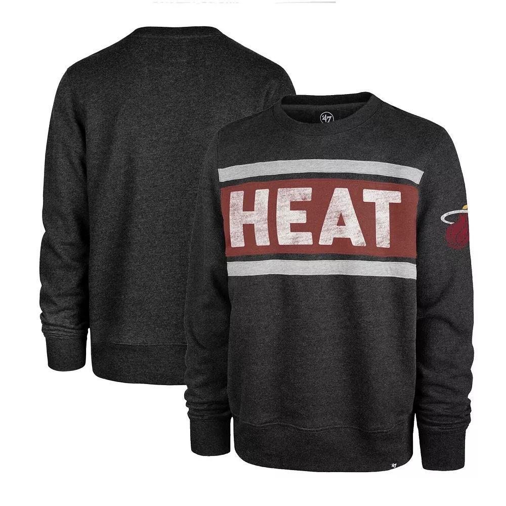 Men's '47 Heather Black Miami Heat Tribeca Emerson Pullover Sweatshirt, Size: Large, Charco Product Image