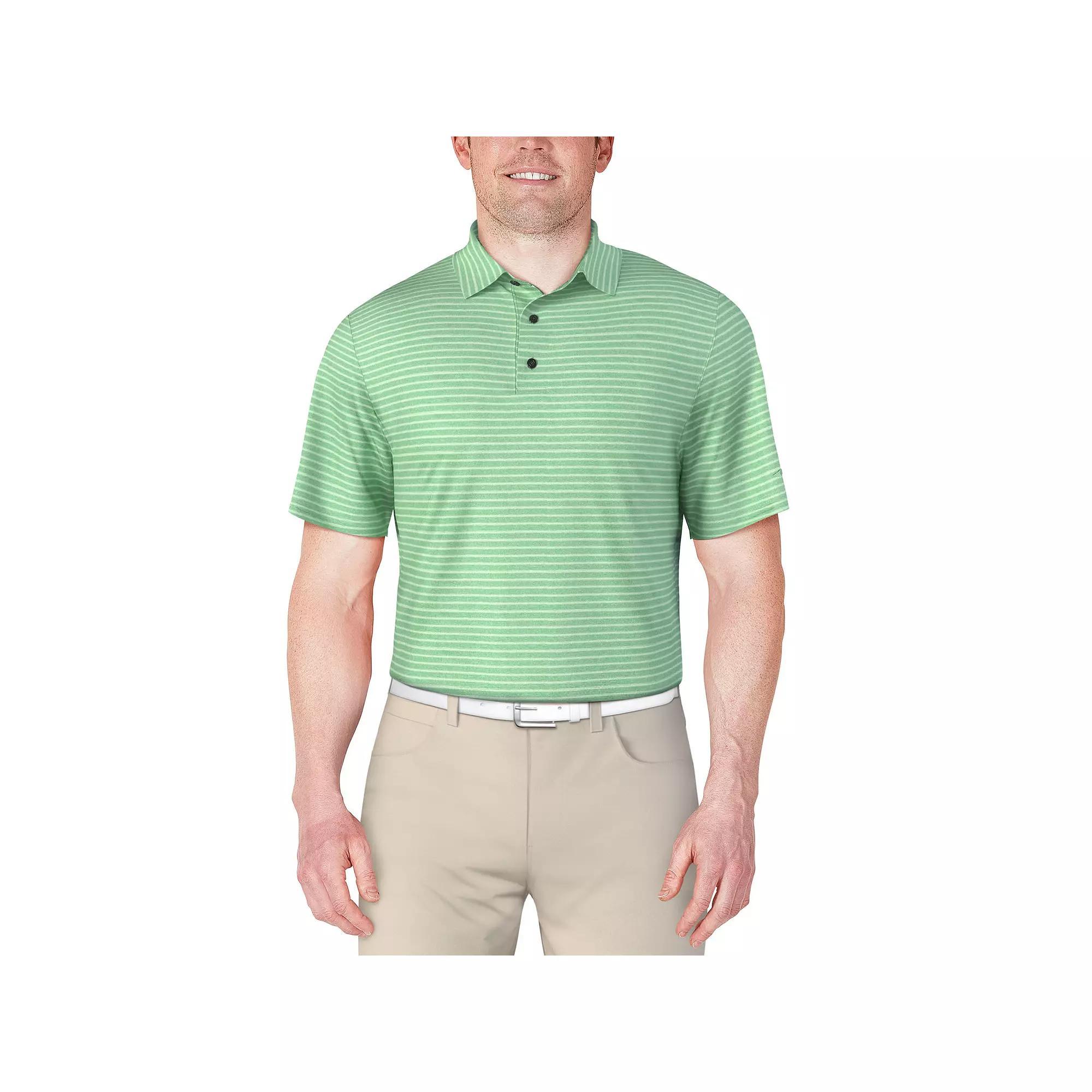 Mens Grand Slam Heather Feeder Stripe Golf Polo Hemlock Grey Product Image