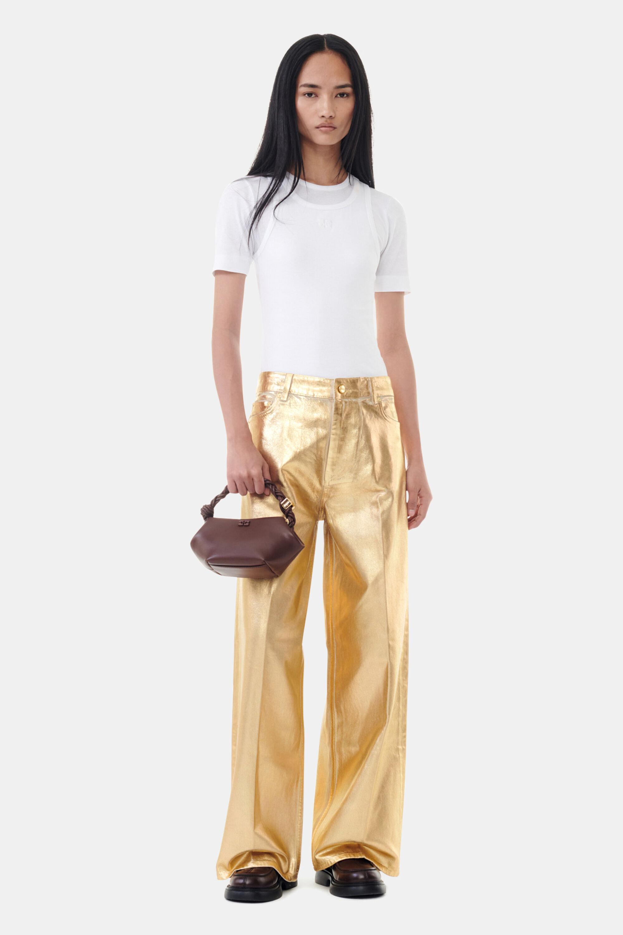 Gold Foil Wide Jeans Product Image