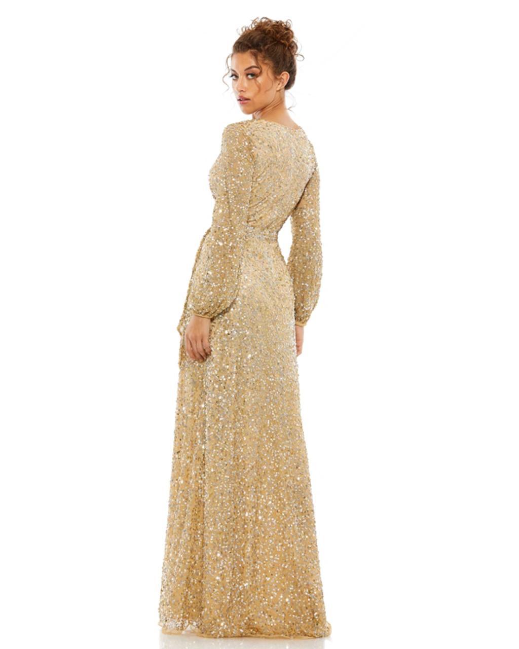 Multi-colored Sequin Silver Gown In Champagne Product Image