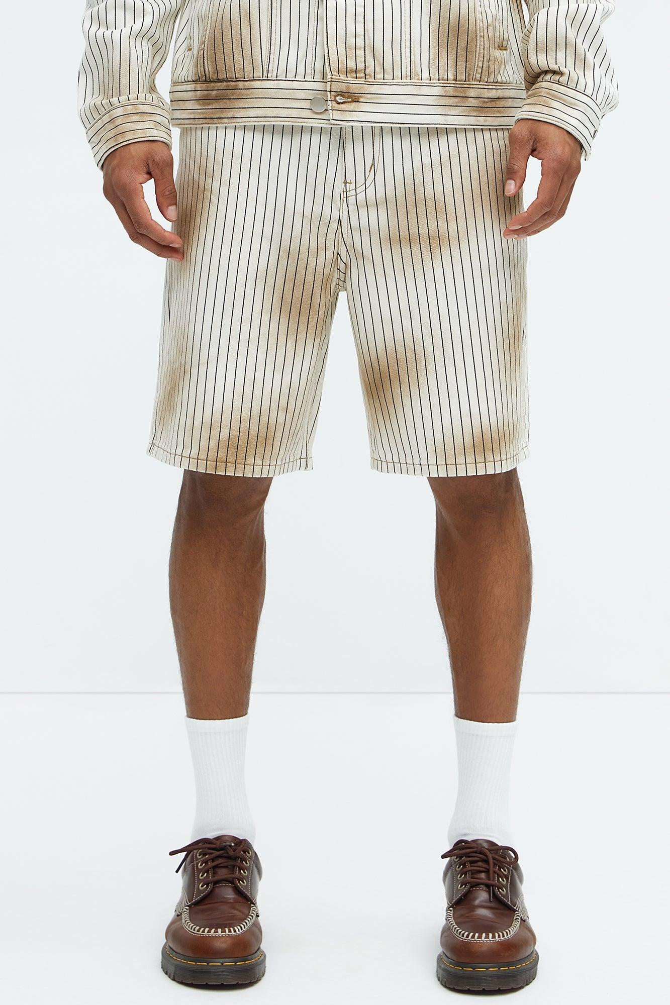 Byron Striped Relaxed Shorts - Cream/combo Product Image