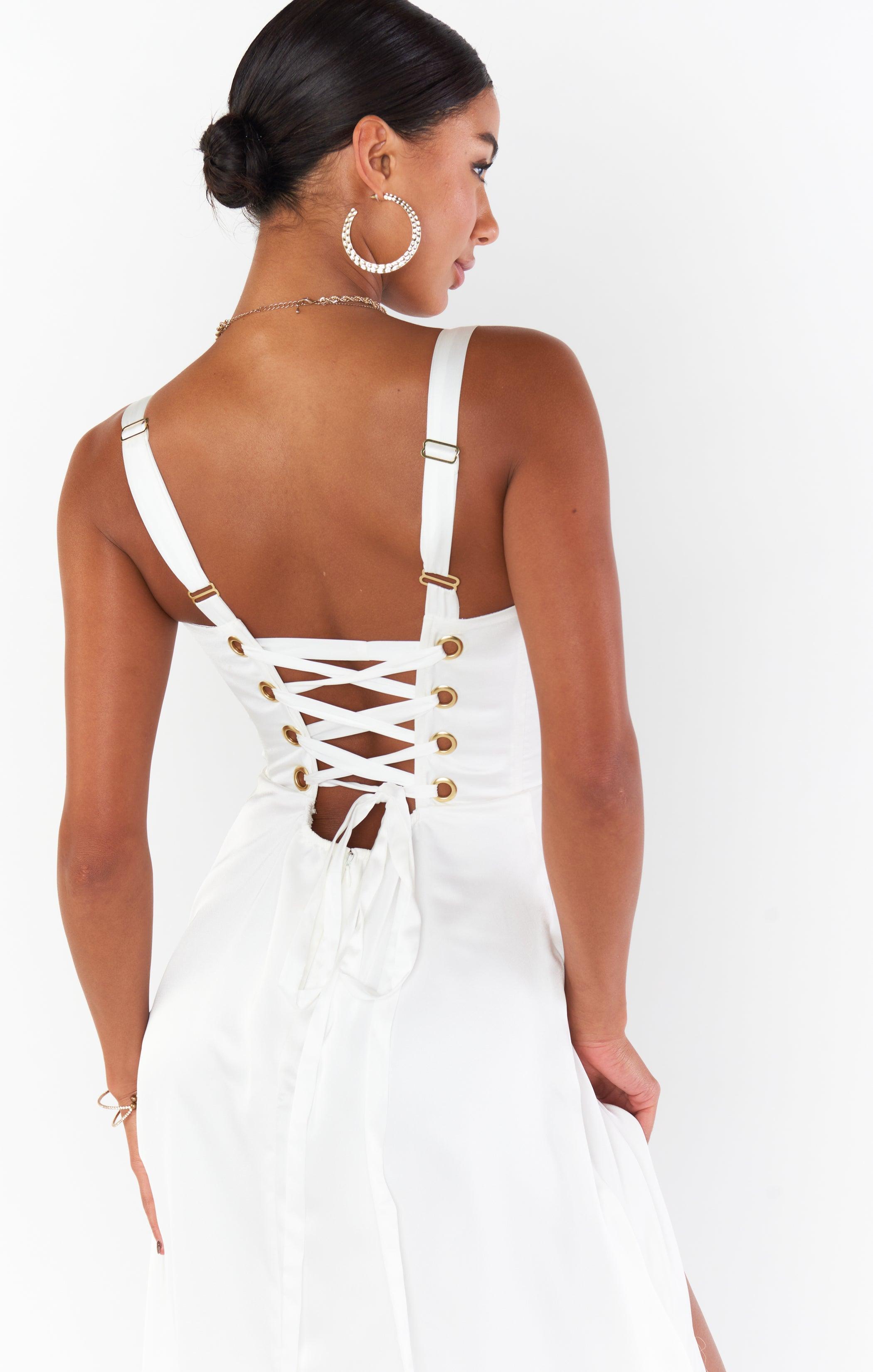 Clarissa Corset Dress ~ Ivory Luxe Satin Product Image