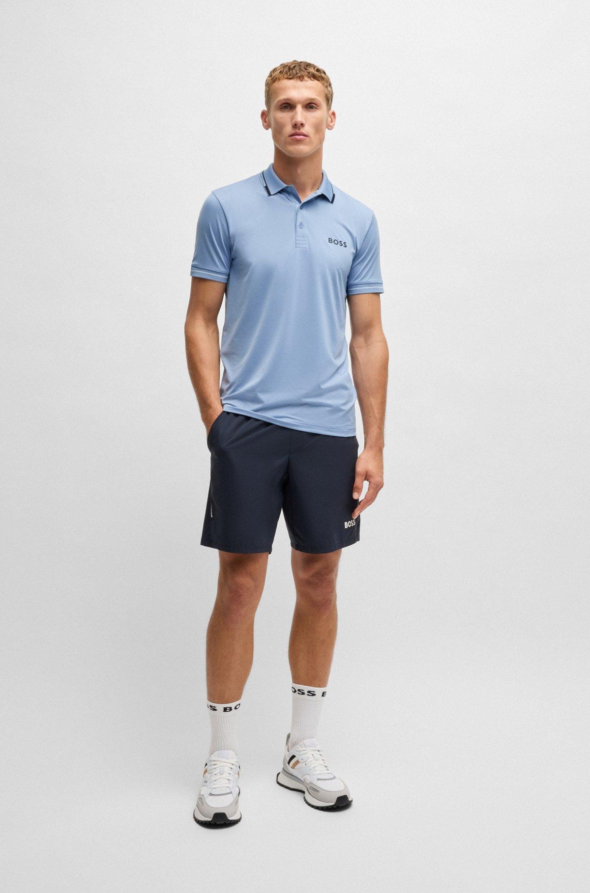 Slim-fit polo shirt with contrast logos Product Image