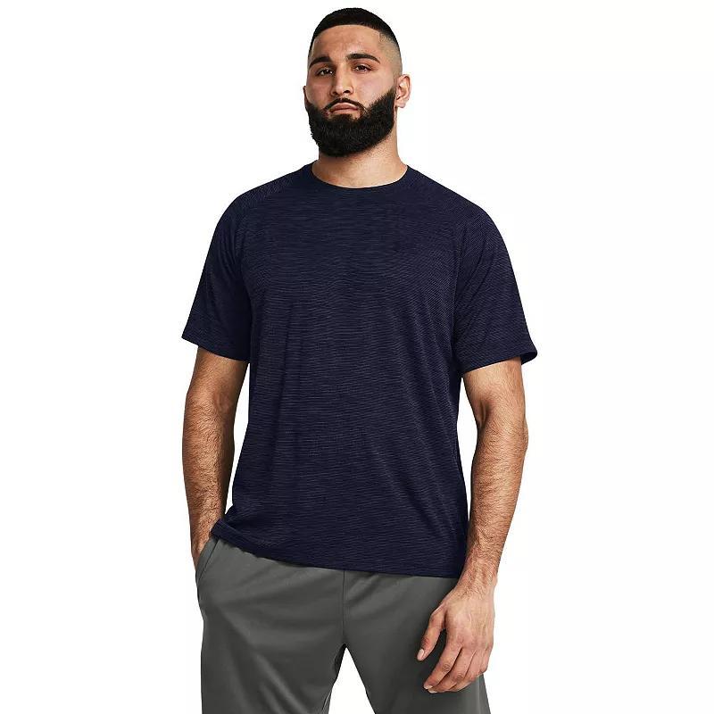 Men's Under Armour Tech Textured Short Sleeve Tee, Size: XXL, Black Navy Product Image