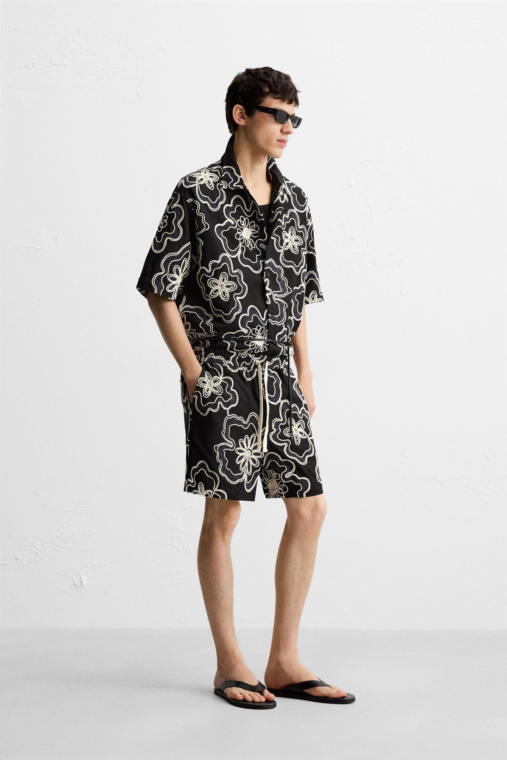 EMBOSSED EMBROIDERY SHORTS Product Image