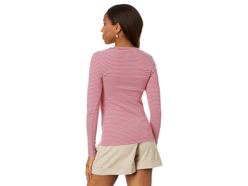 NIC+ZOE Striped Rib Knit V Neck Tee Multi) Women's Clothing Product Image