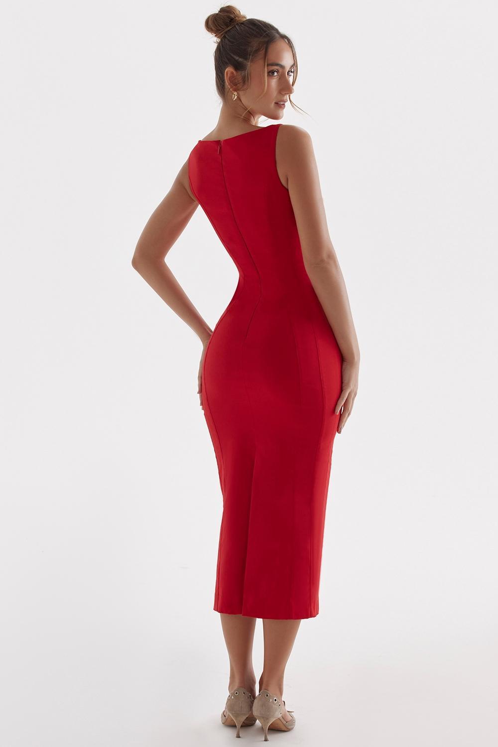 Cece Red Rose Plunge Maxi Dress Product Image