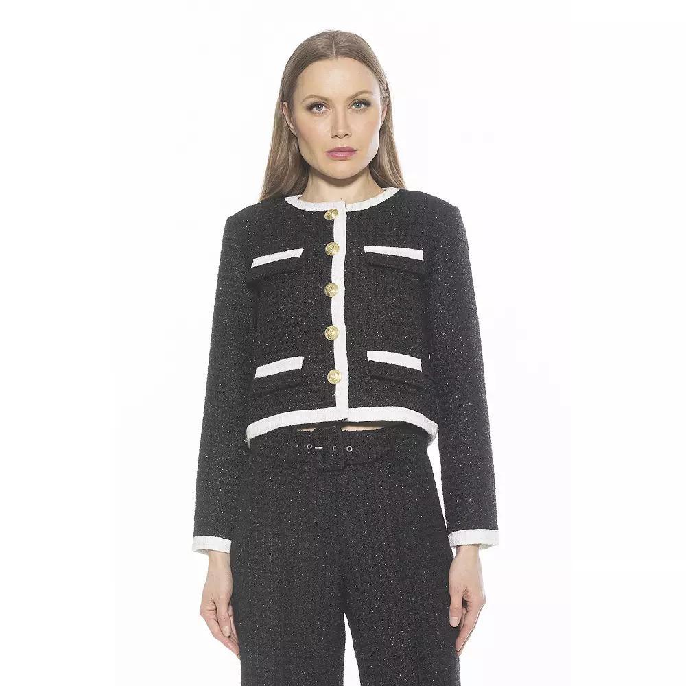 Women's ALEXIA ADMOR Rose Tweed Crewneck 3/4” Sleeve Jacket,  Product Image