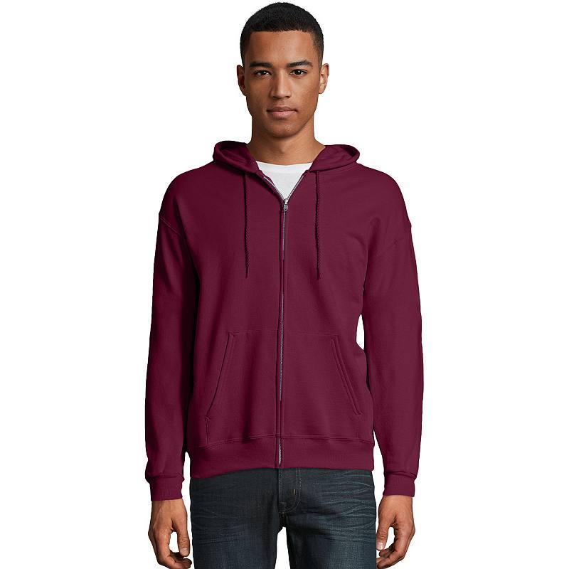 Men's Hanes® EcoSmart Fleece Full-Zip Hooded Jacket, Size: Small, Maroon1 Product Image