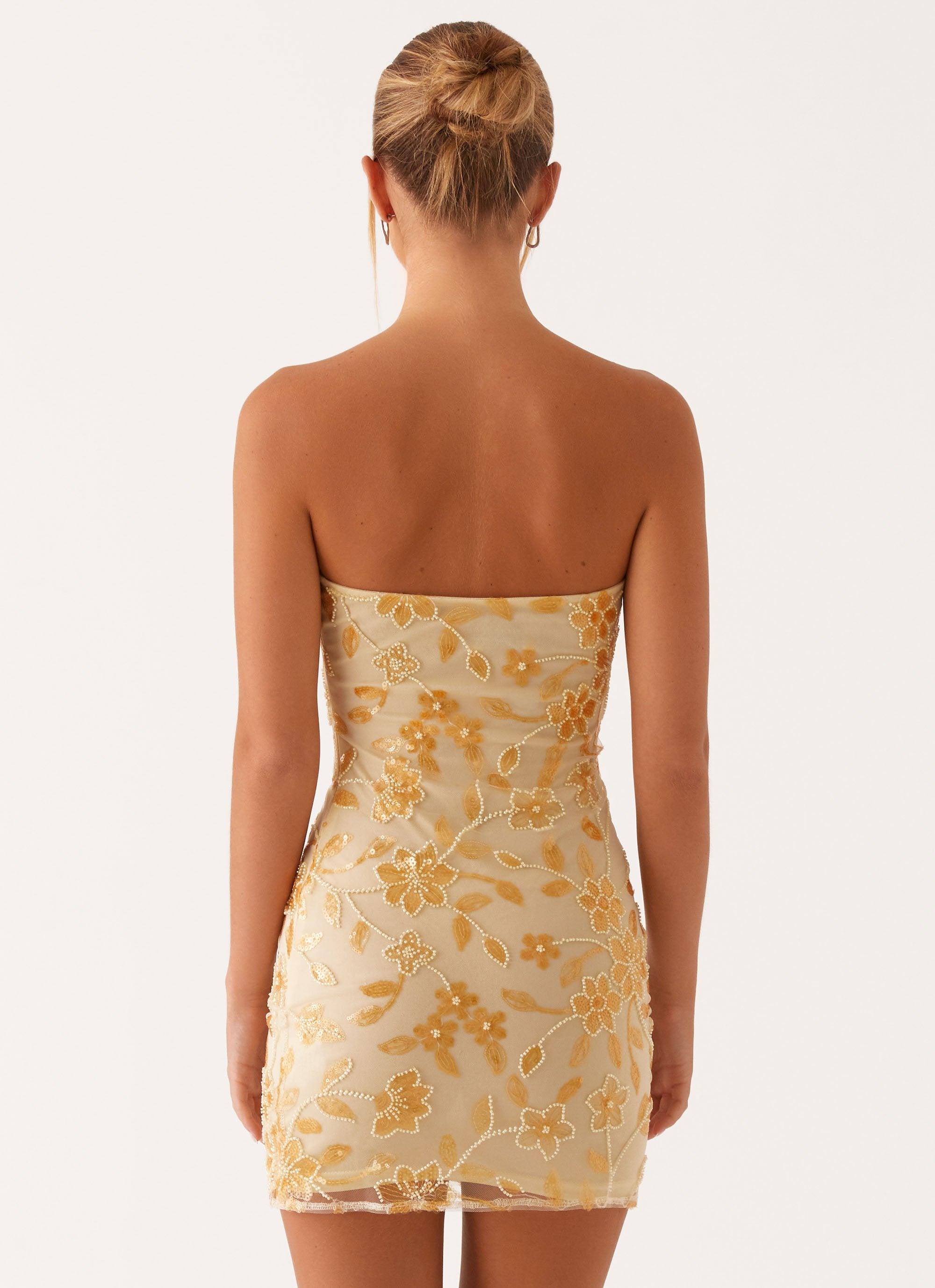 Moorey Beaded Mini Dress - Yellow Product Image