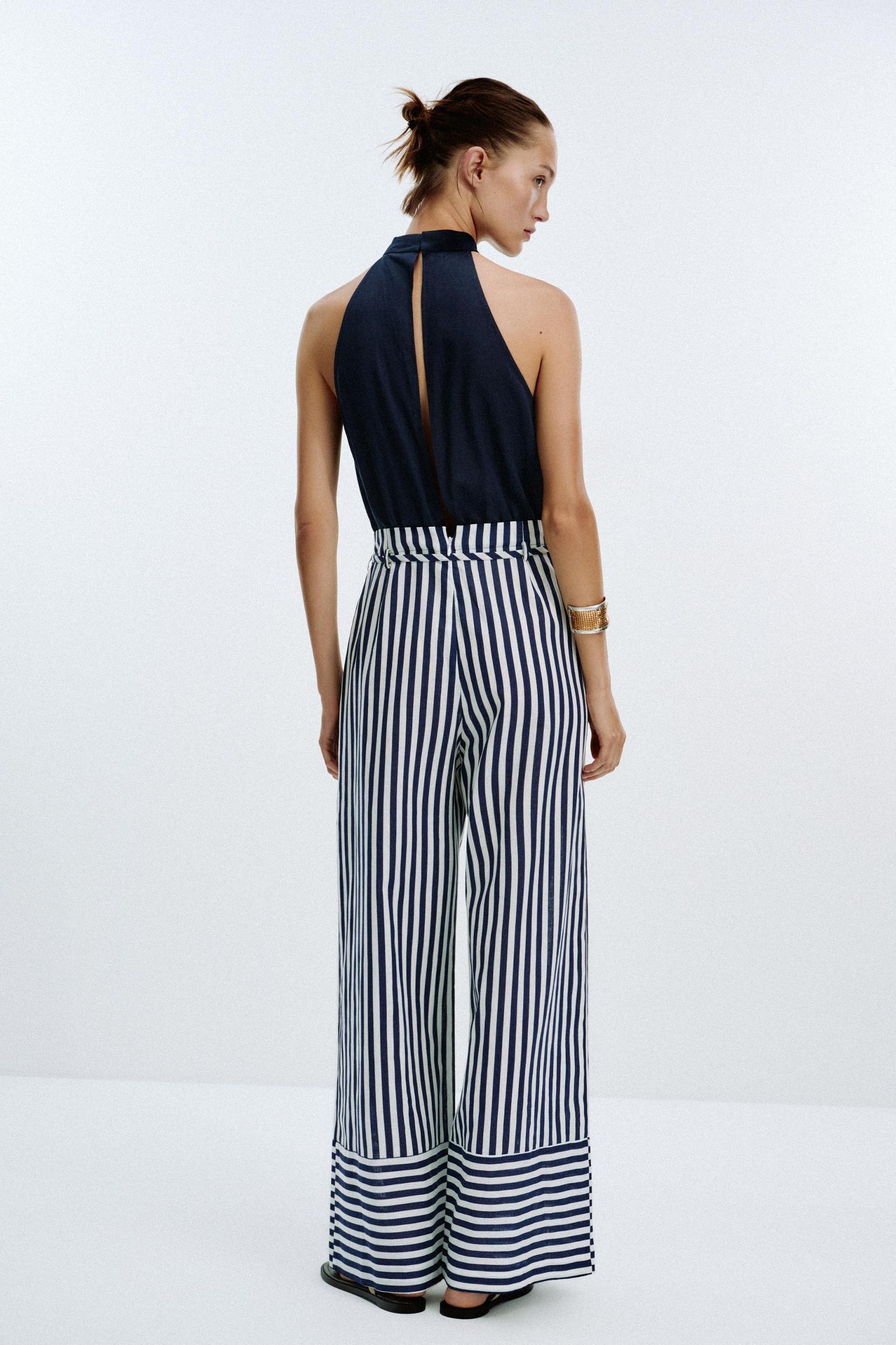 LINEN BLEND LONG JUMPSUIT Product Image