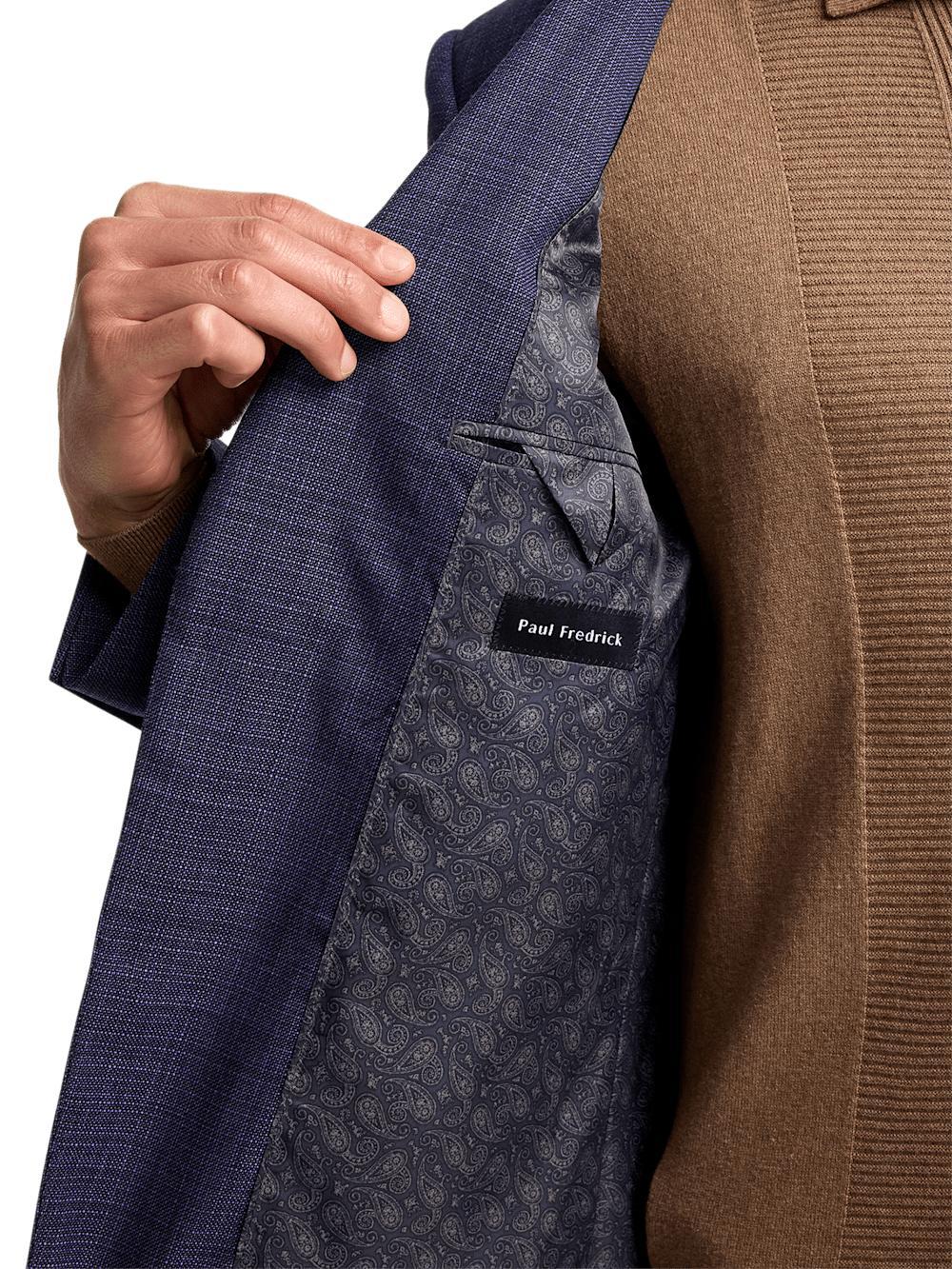 Wool Single Breasted Notch Lapel Sport Coat - Purple Product Image