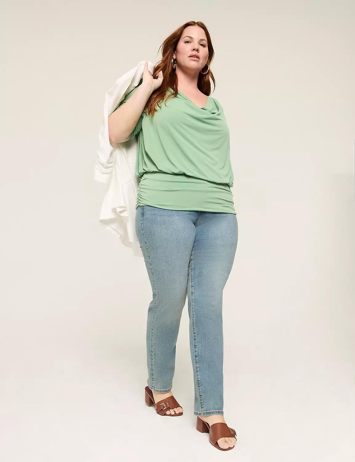 Cowlneck Banded-Hem Blouson Top Product Image